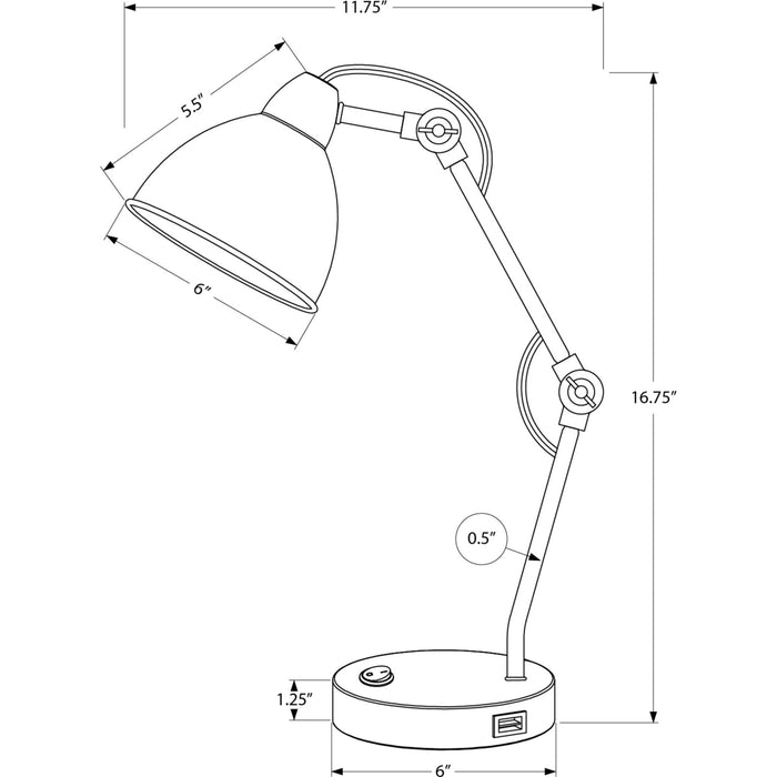 17"H Table Lamp Metal base USB