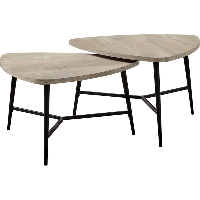 2 Pack Tables - Taupe Reclaimed Wood/Black Metal