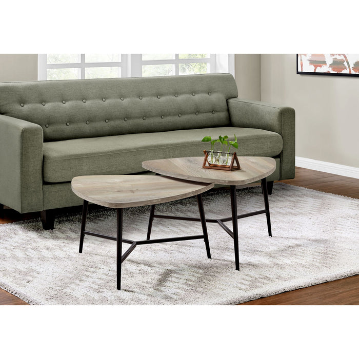 2 Pack Tables - Taupe Reclaimed Wood/Black Metal