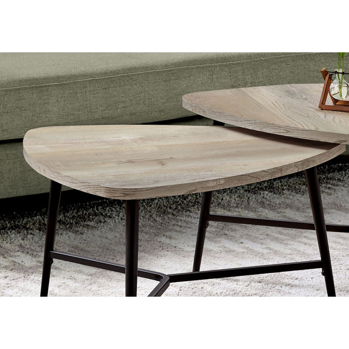 2 Pack Tables - Taupe Reclaimed Wood/Black Metal