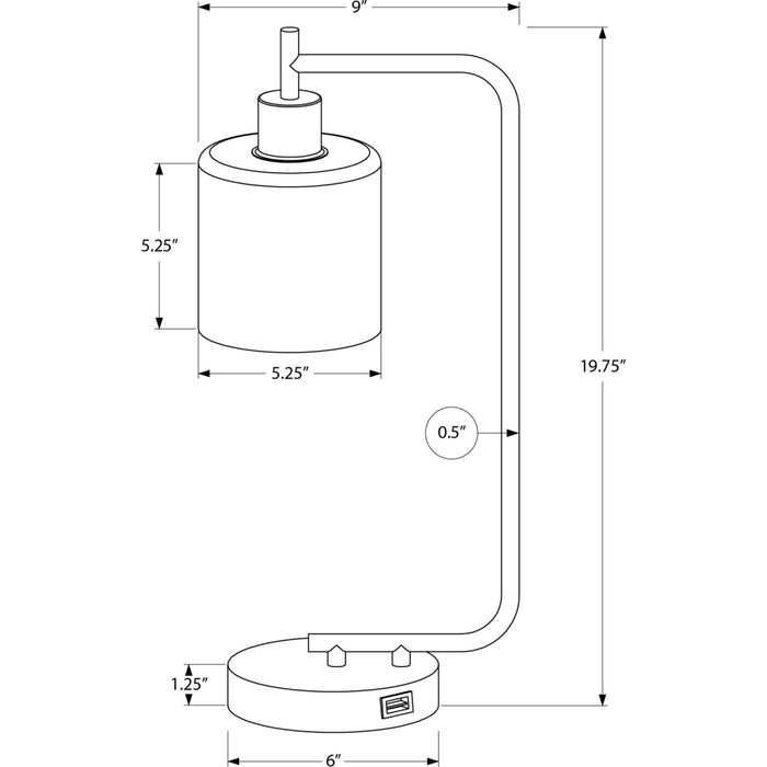 20"H Table Lamp Metal base USB