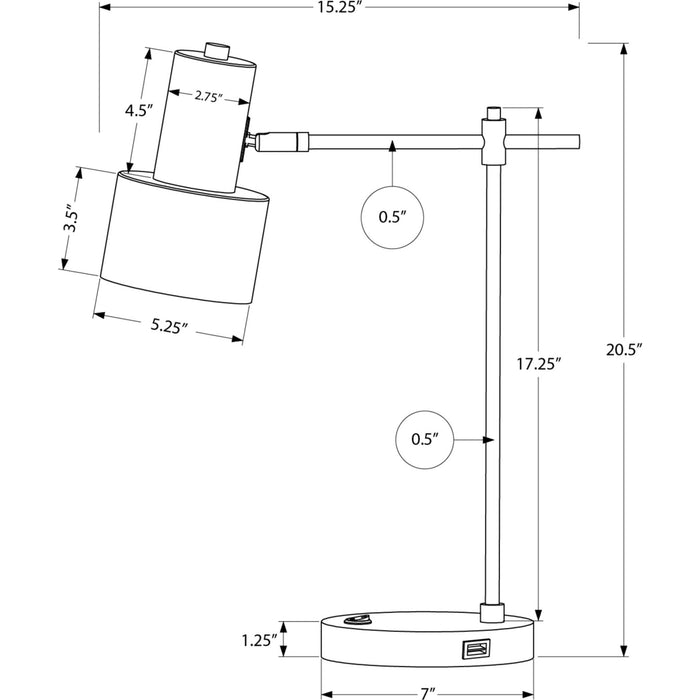 21"H Table Lamp Metal base USB