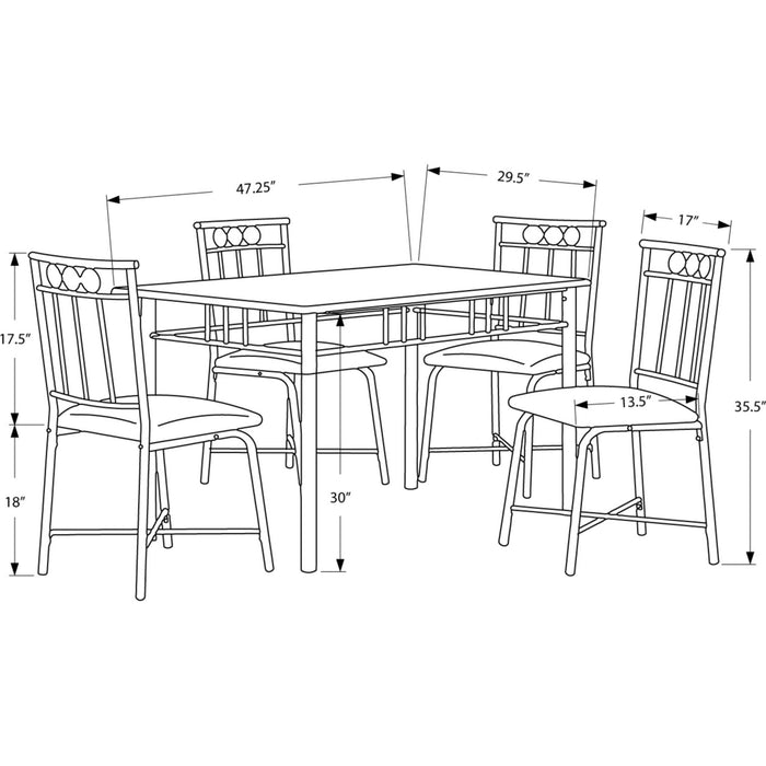5 Piece Dining Set - 1 Table, 4 Chairs
