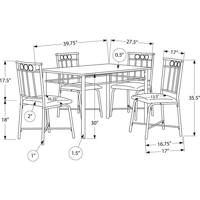 5 Piece Dining Set - 1 Table, 4 Chairs