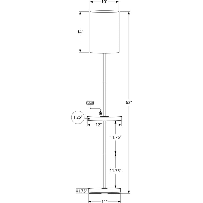 62"H Floor Lamp Metal base USB