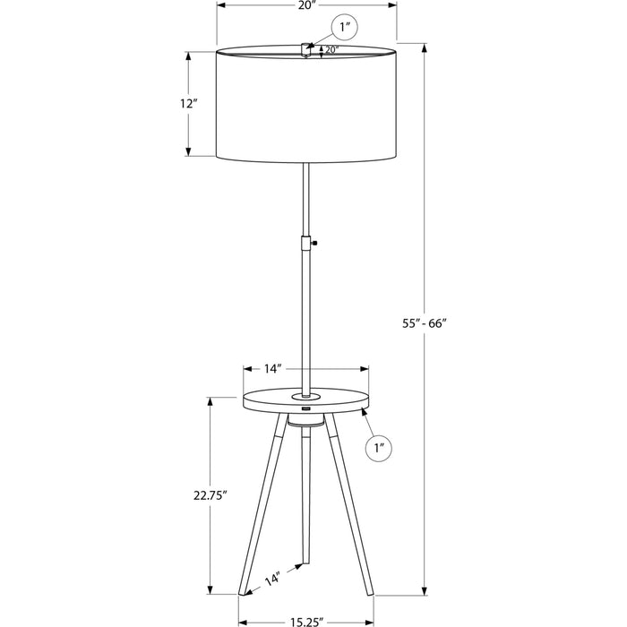 63"H Tripod Floor Lamp Metal base USB