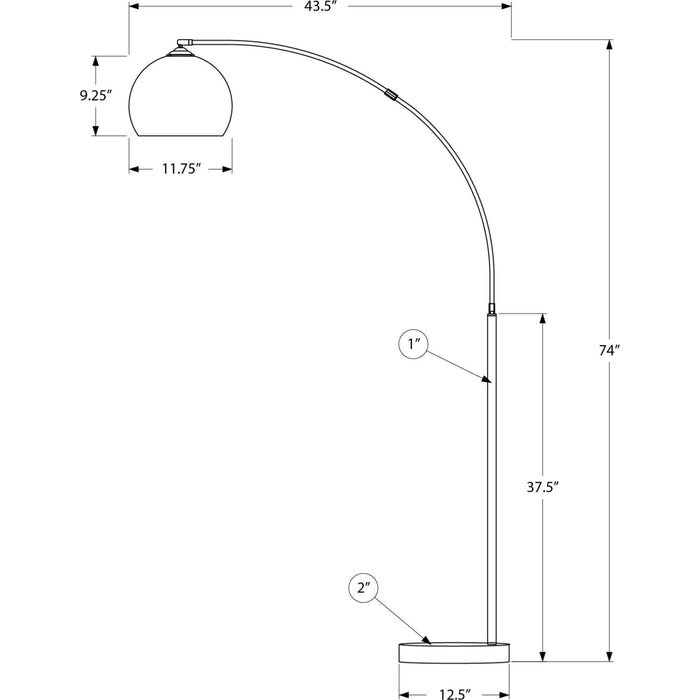 74"H Arc Floor Lamp Metal base
