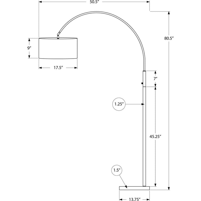 81"H Arc Floor Lamp Metal base