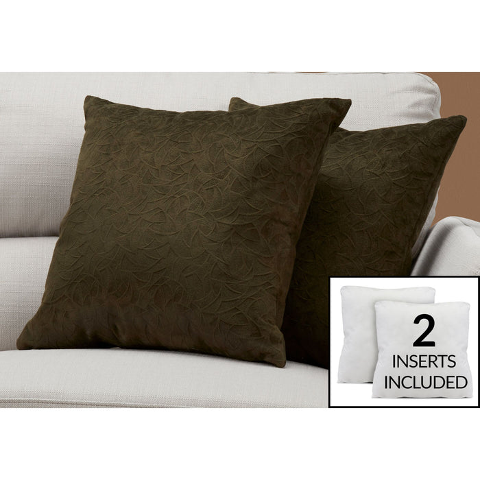 Accent pillow - 18" x 18" - Floral velvet - (Set of Two)