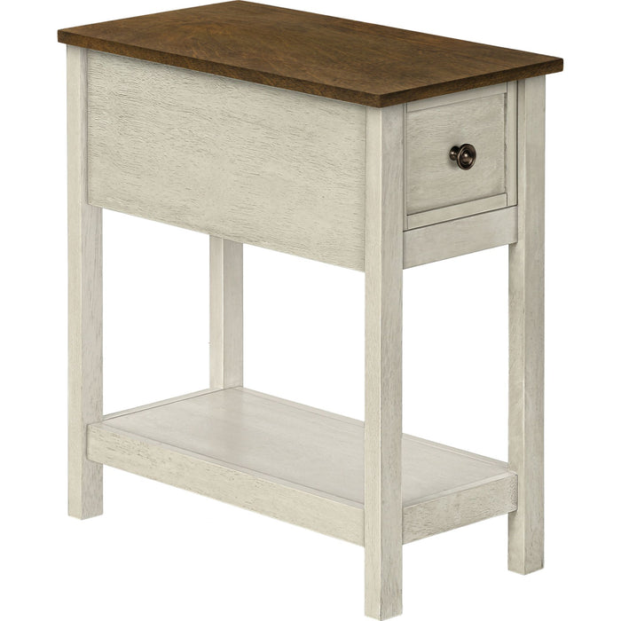 Accent Table - Antique White/Espresso Veneer