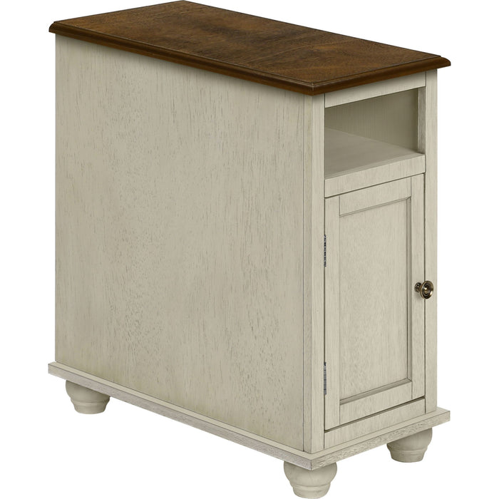 Accent Table - Antique White/Espresso Veneer