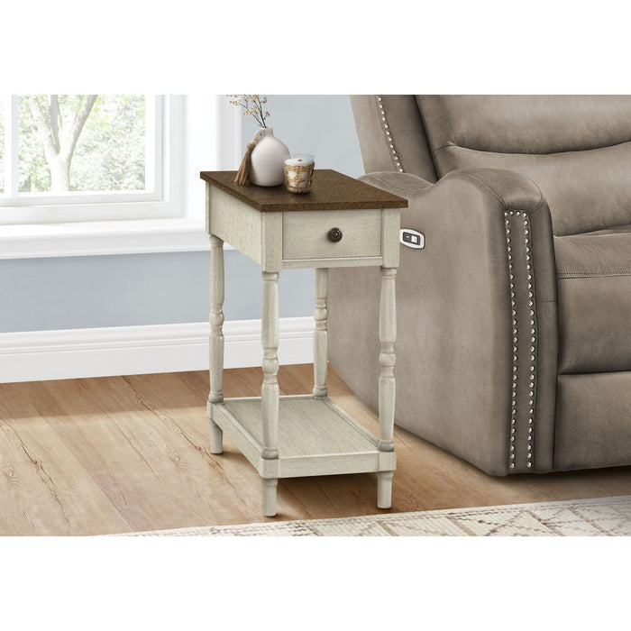 Accent Table - Antique White/Espresso Veneer