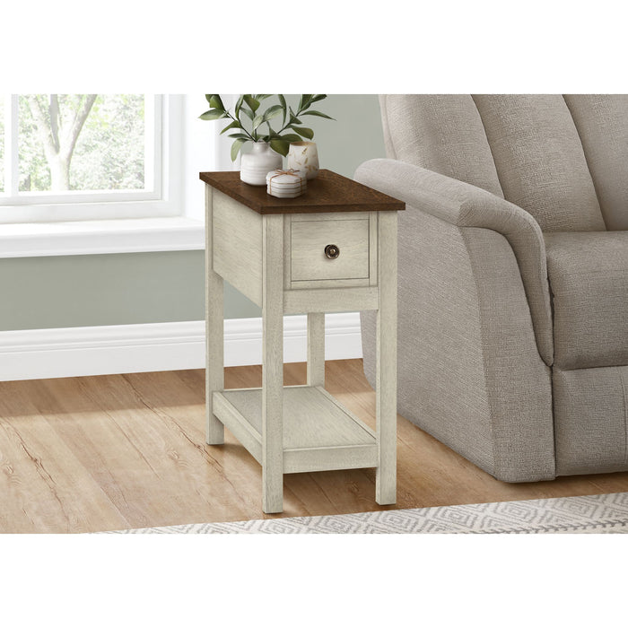 Accent Table - Antique White/Espresso Veneer