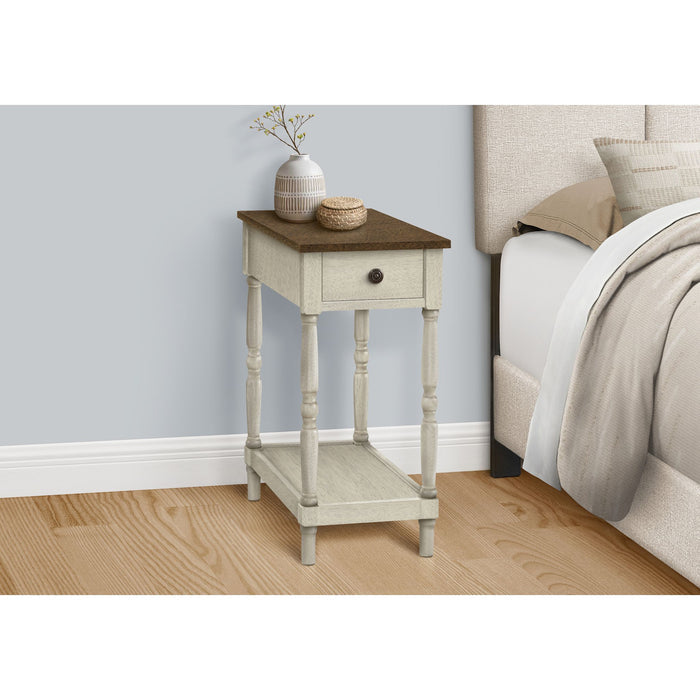 Accent Table - Antique White/Espresso Veneer