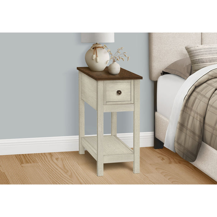 Accent Table - Antique White/Espresso Veneer