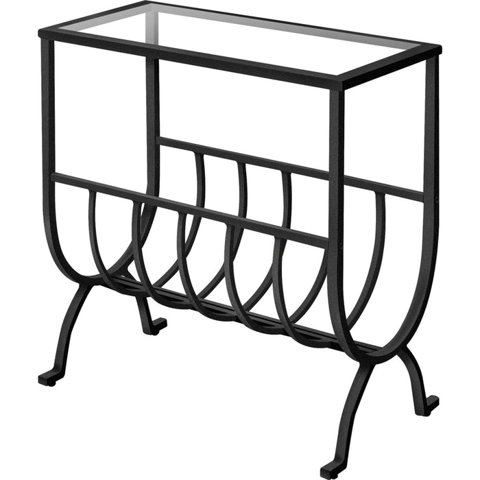 Accent Table - Black Metal With Tempered Glass