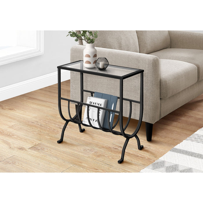 Accent Table - Black Metal With Tempered Glass