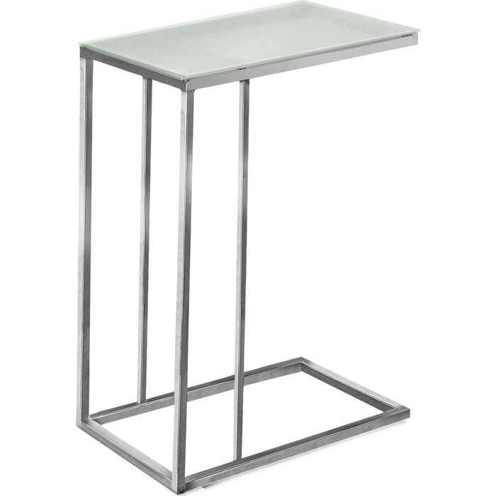 Accent Table - Chrome Metal With Frosted Tempered Glass
