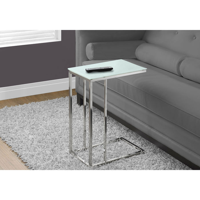 Accent Table - Chrome Metal With Frosted Tempered Glass