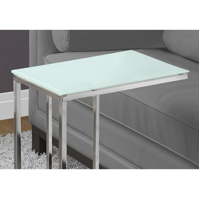 Accent Table - Chrome Metal With Frosted Tempered Glass