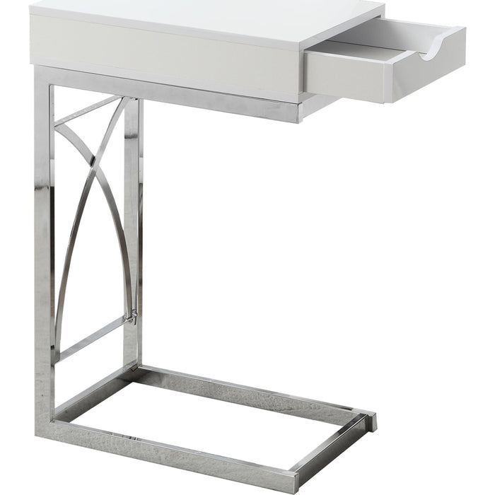 Accent Table - Chrome Metal/Glossy White