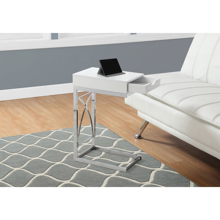 Accent Table - Chrome Metal/Glossy White