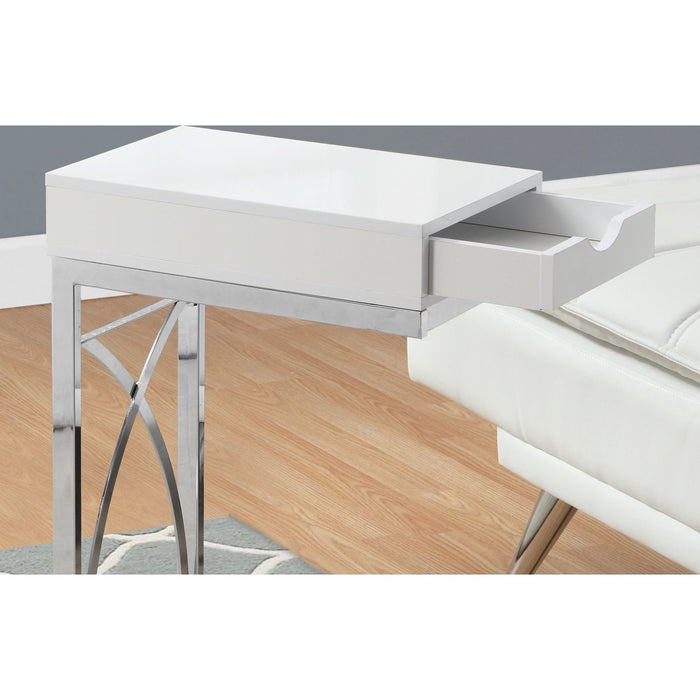 Accent Table - Chrome Metal/Glossy White