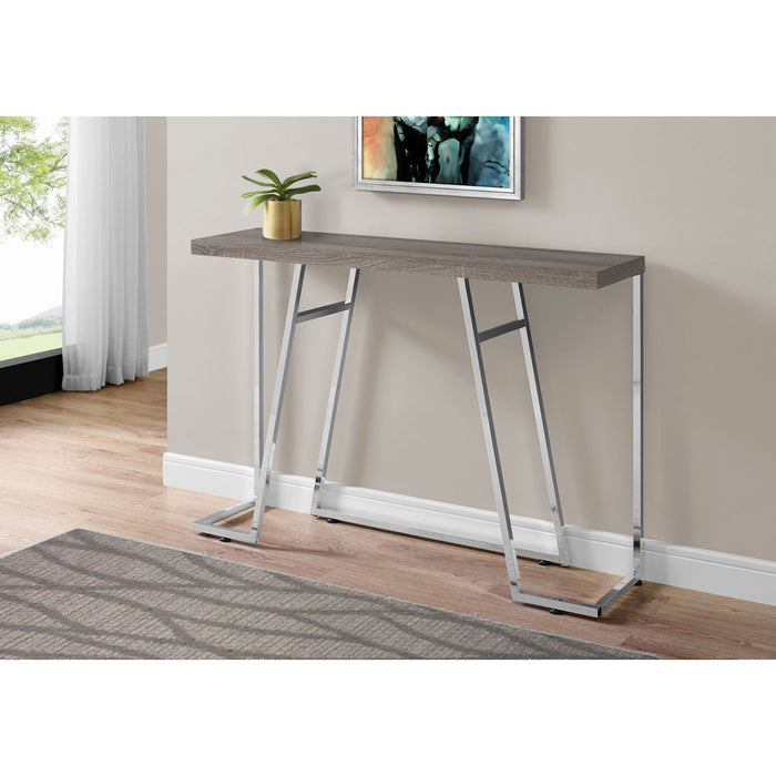Accent Table - Dark Taupe/Chrome Metal
