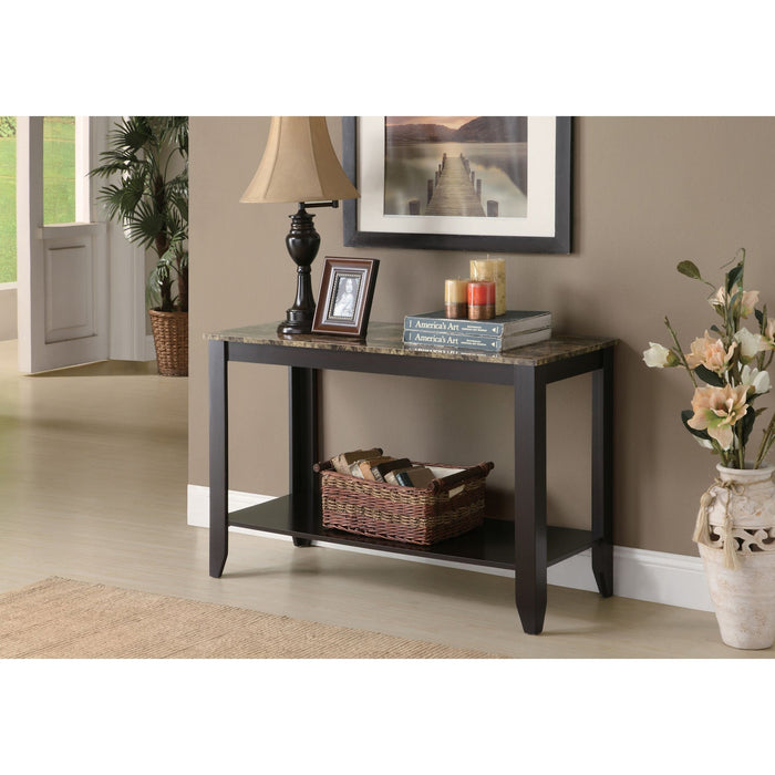 Accent Table - Espresso Marble Top