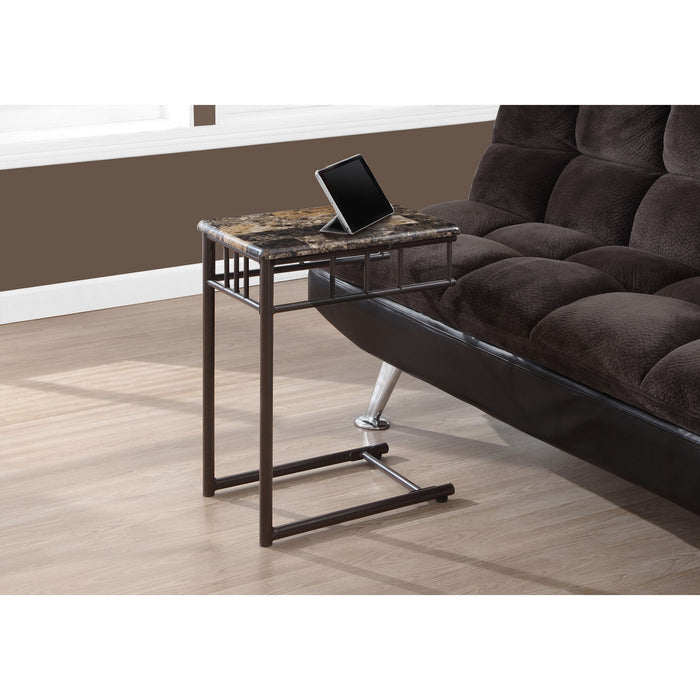 Accent Table - Espresso Marble/Bronze Metal