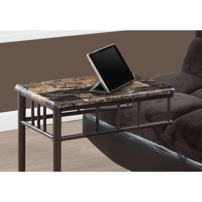 Accent Table - Espresso Marble/Bronze Metal