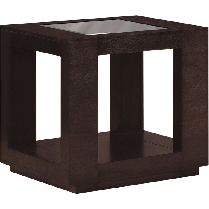 Accent Table - Espresso Veneer With Glass Insert