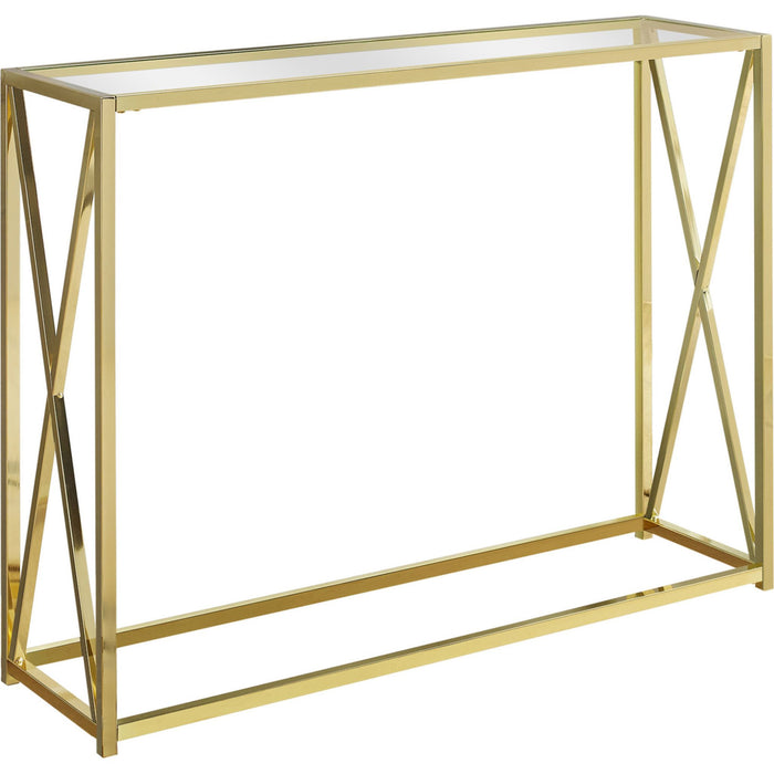 Accent Table - Gold Metal With Tempered Glass