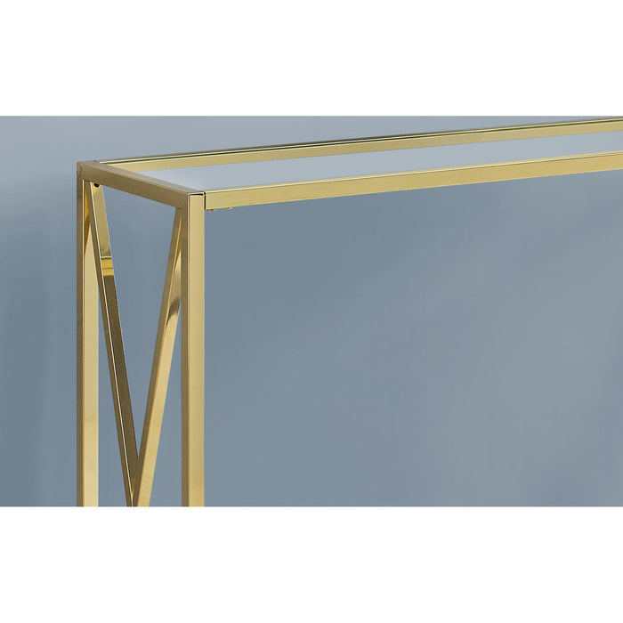 Accent Table - Gold Metal With Tempered Glass