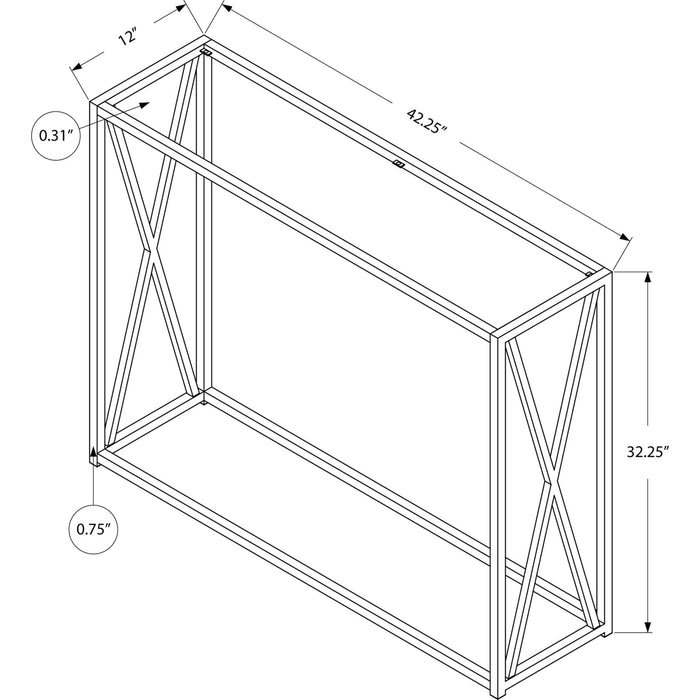 Accent Table - Gold Metal With Tempered Glass