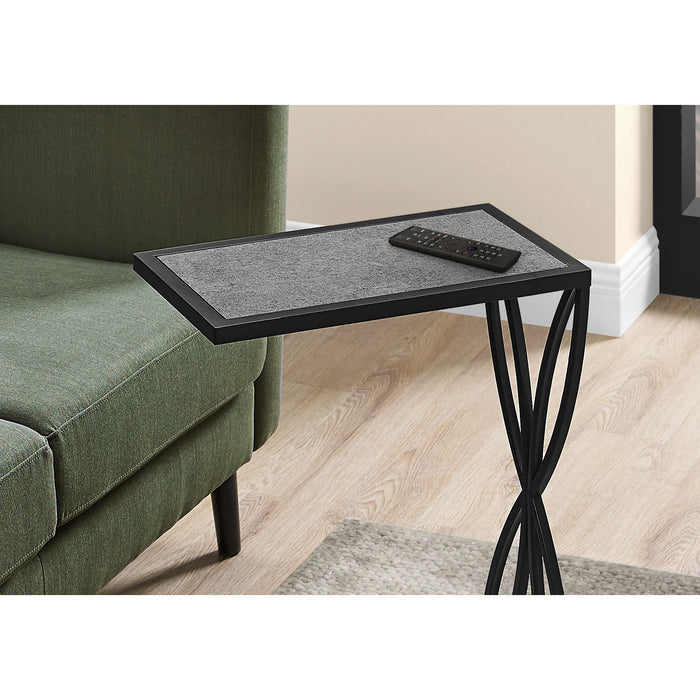 Accent Table - Grey Stone-look/Black Metal