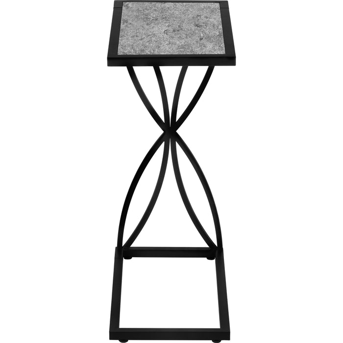 Accent Table - Grey Stone-look/Black Metal