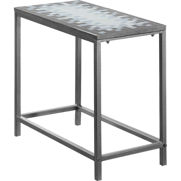 Accent Table - Grey/Blue Tile Top/Hammered Silver