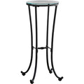 Accent Table - Hammered Black Metal With Tempered Glass