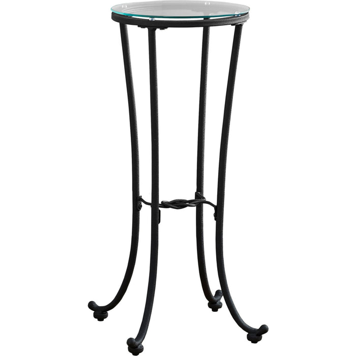 Accent Table - Hammered Black Metal With Tempered Glass