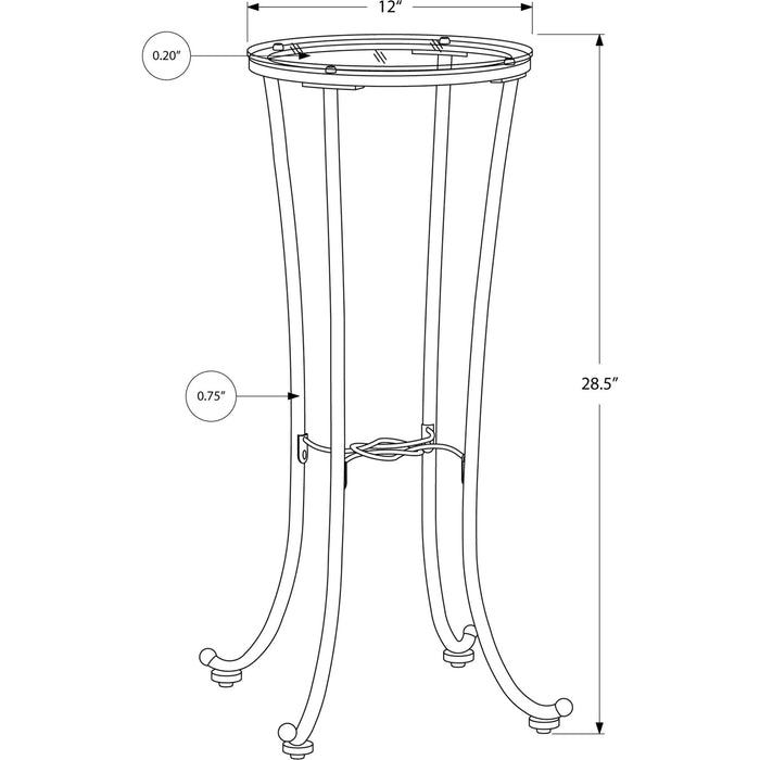 Accent Table - Hammered Black Metal With Tempered Glass