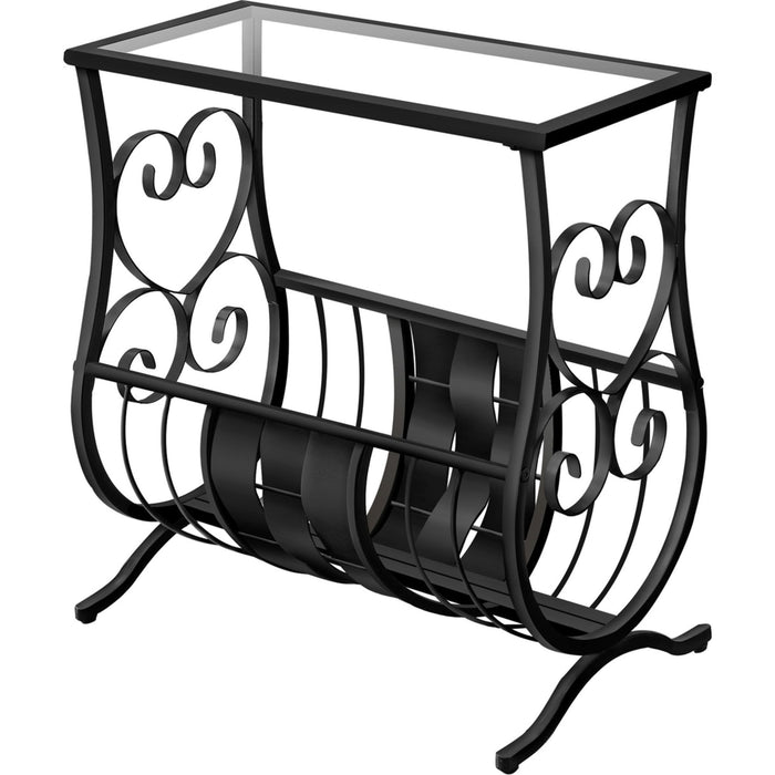 Accent Table - Satin Black Metal With Tempered Glass