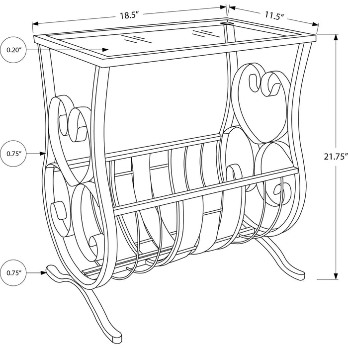 Accent Table - Satin Black Metal With Tempered Glass