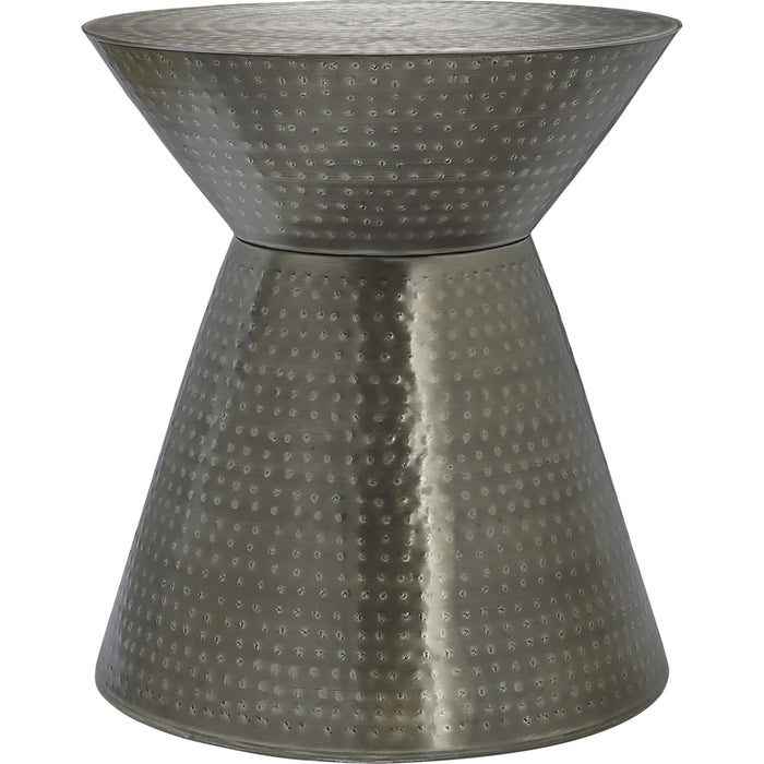 Accent Table - Silver Grey Iron Metal Drum End