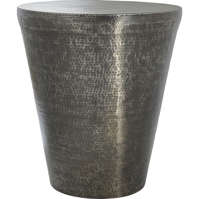 Accent Table - Silver Grey Iron Metal Drum End