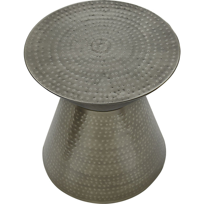 Accent Table - Silver Grey Iron Metal Drum End