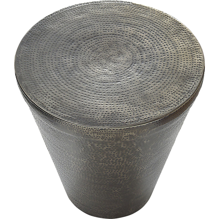 Accent Table - Silver Grey Iron Metal Drum End