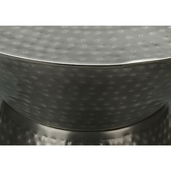 Accent Table - Silver Grey Iron Metal Drum End