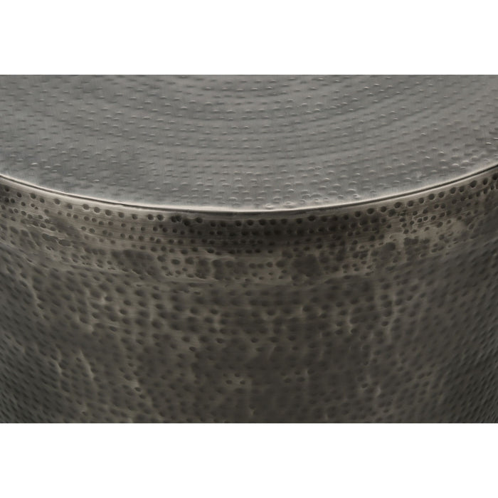 Accent Table - Silver Grey Iron Metal Drum End