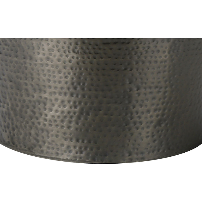 Accent Table - Silver Grey Iron Metal Drum End